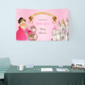 プリンセス王室のベビーガールオンピローピンク金ゴールド 横断幕 (トレードショー)