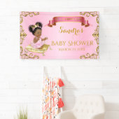 プリンセス王室のベビーガールオンピローピンク金ゴールド 横断幕 (インサイチュ)