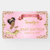 プリンセス王室のベビーガールオンピローピンク金ゴールド 横断幕 (横)