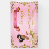 プリンセス王室のベビーガールオンピローピンク金ゴールド 横断幕 (縦)