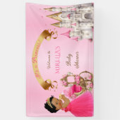 プリンセス王室のベビーガールオンピローピンク金ゴールド 横断幕 (縦)