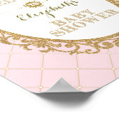 プリンセス王室のベビーシャワー歓迎サインピンク金ゴールド ポスター (角)