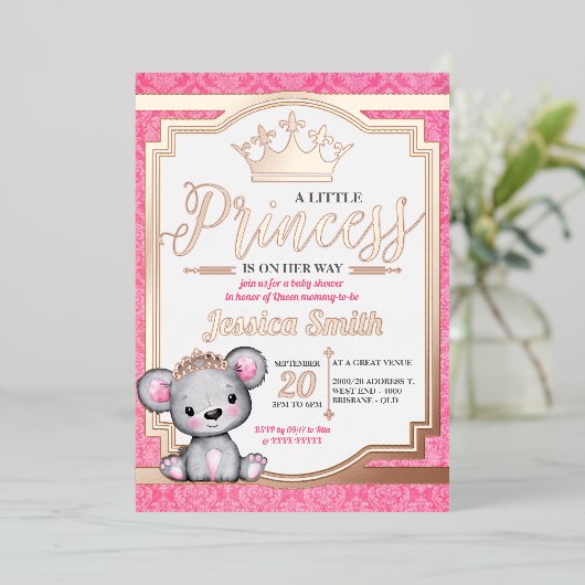 プリンセス王室のベビーシャワー箔招待状 箔招待状 (立ち正面)