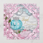 プリンセス王室のベビーシャワー 招待状 (正面/裏面)