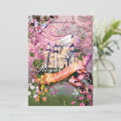 プリンセス王室のユニコーンバースデーパーティ招待状 招待状 (スタンド正面)