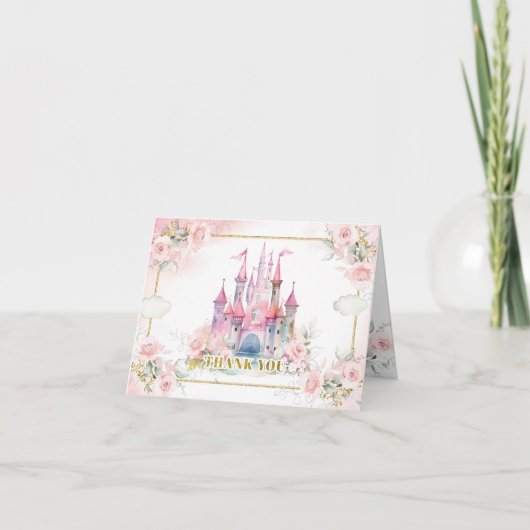 プリンセス王室の城第5誕生日折り畳み サンキューカード (正面)