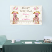 プリンセス王室の玉座アフリカ系アメリカ人ツインガール 横断幕 (トレードショー)