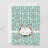 プリンセス王室の王冠ベビーガール誕生のお知らせ 案内状 (正面)