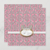 プリンセス王室の王冠ベビーガール誕生のお知らせ 案内状 (正面/裏面)