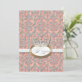 プリンセス王室の王冠ベビーガール誕生のお知らせ 案内状 (スタンド正面)