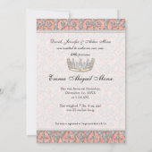 プリンセス王室の王冠ベビーガール誕生のお知らせ 案内状 (裏面)