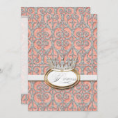 プリンセス王室の王冠ベビーガール誕生のお知らせ 案内状 (正面/裏面)