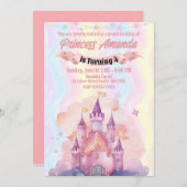 プリンセス王室の誕生日招待状ガールピンク 招待状 (正面/裏面)