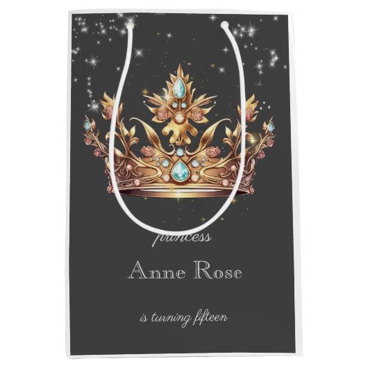 プリンセス王室の誕生日 ミディアムペーパーバッグ (正面)