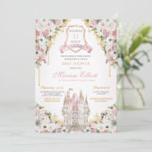 プリンセス王室の赤面ピンクラグジュアリーベビーシャワー 招待状 (スタンド正面)