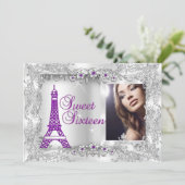 プリンセス甘い16パープルシルバーフォトパーティー 招待状 (スタンド正面)