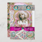 プリンセス甘い16誕生日パーティー,フローラ宝石 招待状 (正面/裏面)