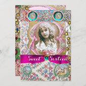 プリンセス甘い16誕生日パーティー,フローラ宝石 招待状 (正面/裏面)