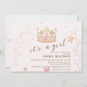 「プリンセス用クラウン」パステルシェードベビーシャワー 招待状 (正面)