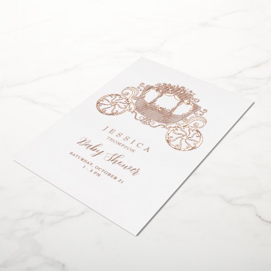 プリンセス登場！ベビーシャワー ローズゴールド 箔招待状 (回転した状態)