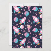 プリンセス着陸ロケット船ムーン誕生日任意の年齢 招待状 (裏面)