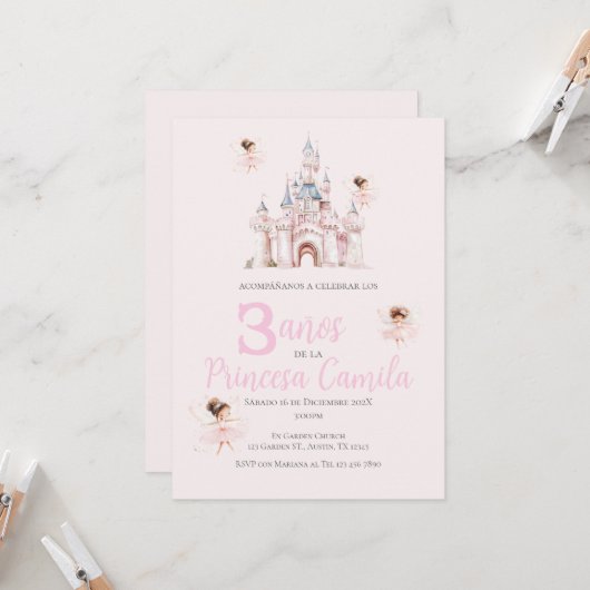 プリンセス第三誕生日招待状アットザアーキャッスル 招待状 (正面/裏面インサイチュ)