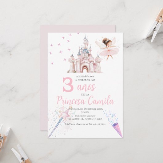 プリンセス第三誕生日招待状アットザアーキャッスル 招待状 (正面/裏面インサイチュ)