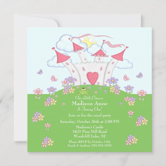 プリンセス第1誕生日パーティの招待状 招待状 (正面)