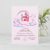 プリンセス第1誕生日ピンクキャッスルユニコーン1st 招待状 (スタンド正面)
