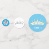 プリンセス第16誕生日オンターコイズブルー&ホワイト コンフェッティ (裏面)