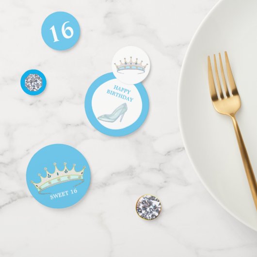 プリンセス第16誕生日オンターコイズブルー&ホワイト コンフェッティ (グループ)
