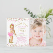 プリンセス第2バースデーピンク金ゴールドフォト招待状 招待状 (スタンド正面)