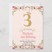 プリンセス第3誕生日パーティの招待状カード 招待状 (正面)