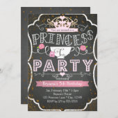 プリンセス茶パーティー誕生日グリッター招待状 招待状 (正面/裏面)