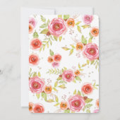 プリンセス茶パーティー誕生日フローラグリッター 招待状 (裏面)