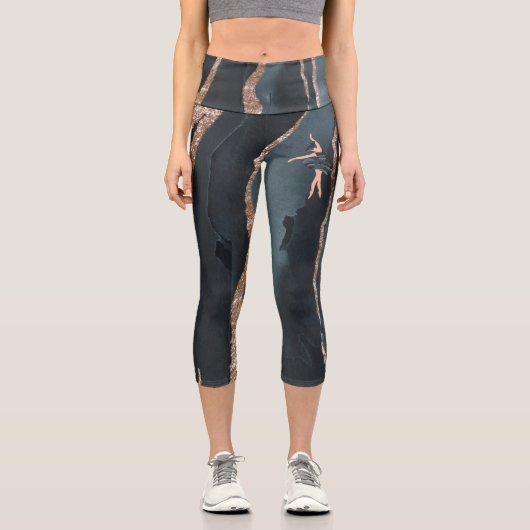 プリンセス蝶バレリナブルーと金ゴールド カプリレギンス (正面)