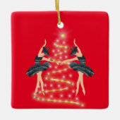 プリンセス蝶バレリナブルーと金ゴールド セラミックオーナメント (正面)