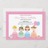 プリンセス誕生かわいらし日パーティーの招待 招待状 (正面)