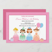 プリンセス誕生かわいらし日パーティーの招待 招待状 (正面/裏面)