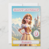 プリンセス誕生日カード名パーソナライズされた年齢キッズ (正面)