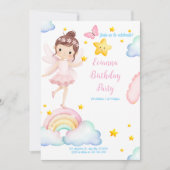 プリンセス誕生日カード – バタフライウィングス&スターズ 招待状 (正面)