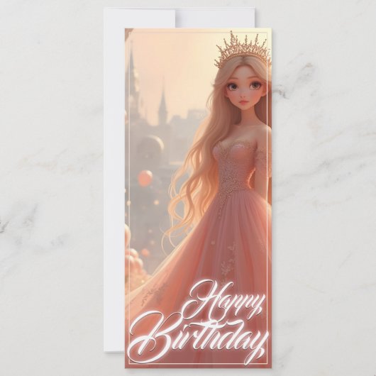 プリンセス誕生日カード（ピンク） (正面)