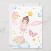 プリンセス誕生日カード – 蝶の羽と星 招待状 (裏面)