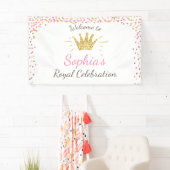 プリンセス誕生日バナ王室のーピンクと金ゴールドガール 横断幕 (インサイチュ)
