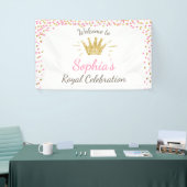 プリンセス誕生日バナ王室のーピンクと金ゴールドガール 横断幕 (トレードショー)