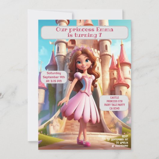 プリンセス誕生日パーティパーソナライズされたー名の年齢 招待状