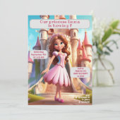 プリンセス誕生日パーティパーソナライズされたー名の年齢 招待状 (スタンド正面)