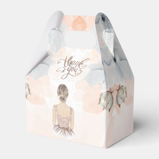 プリンセス誕生日パーティベージュグリッターありがとう フェイバーボックス (正面サイド)