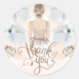 プリンセス誕生日パーティベージュグリッターありがとう ラウンドシール
