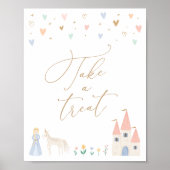 プリンセス誕生日パーティーおごりテーブルのサインを取る ポスター (正面)